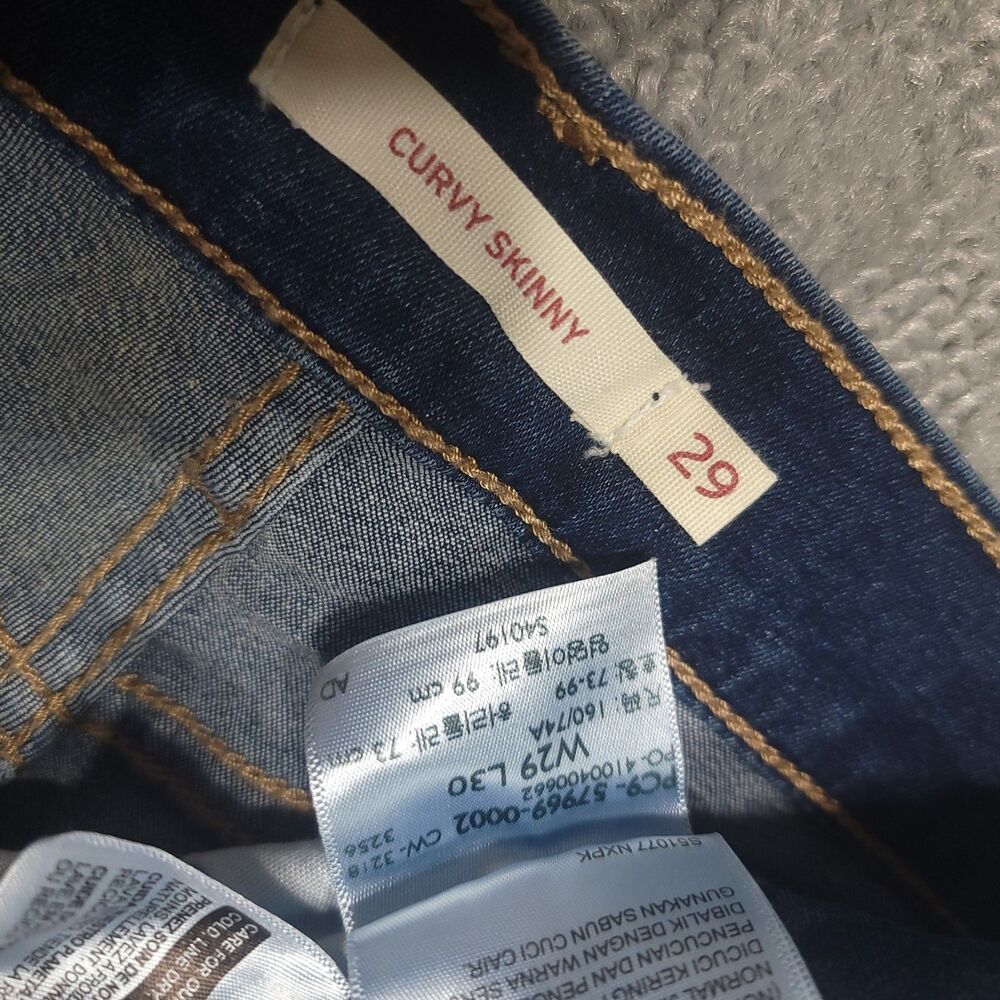 Levis Curvy Skinny Womens 29 (29X29) Jeans Mid Rise Stretch Blue Denim - Picture 4 of 11